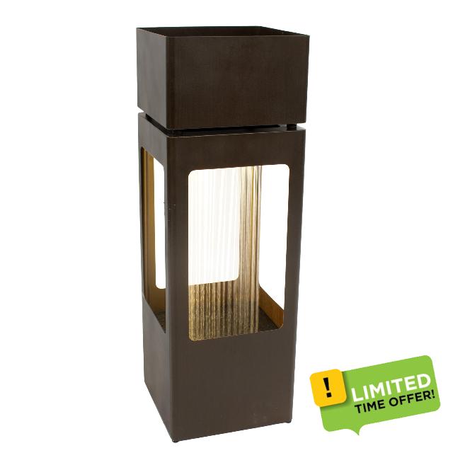 Sunnydaze Serene Showers Outdoor Water Fountain with Lights - Zinc - 36-Inch - Includes Warm White LED Lights