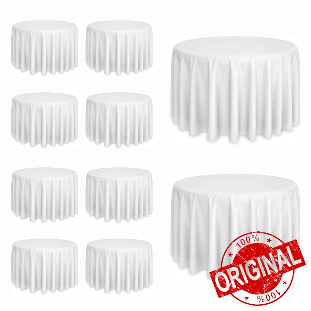 10 Pack White Round Tablecloths