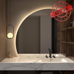Half Moon Backlit Makeup Mirror