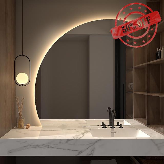 Half Moon Backlit Makeup Mirror