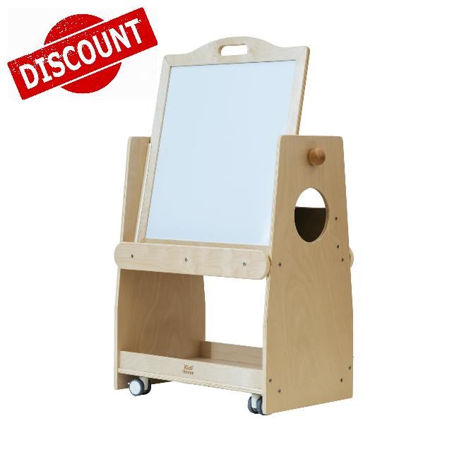 3-in-1 Double-Sided Mobile Kids Easel Larger Art Storage Painting for Toddlers Magnetic Board Chalkboard Rack Large Capacity Tool Tray Birch Plywood Natural