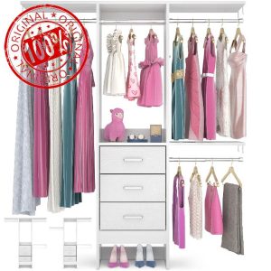 4FT Small Closet System with 3 Fabric Drawers