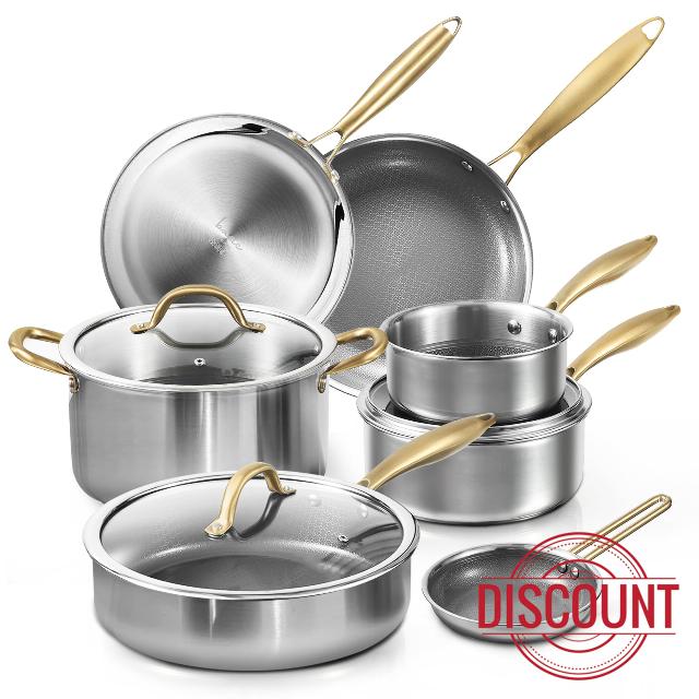 CAROTE Ceramic Tri-Ply Stainless Steel Cookware Set