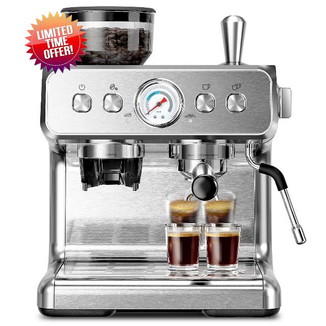 AGLUCKY 15 Bar Espresso Machine with Grinder