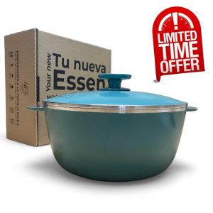 Essen 4524 Aqua Dutch Oven - Contemporary Line - Cast Aluminum with Nova Trimium Nonstick Coating - Ideal for 4-5 Servings - Even and Healthy Cooking - Argentinian brand Essen now in the United States. (Aqua)