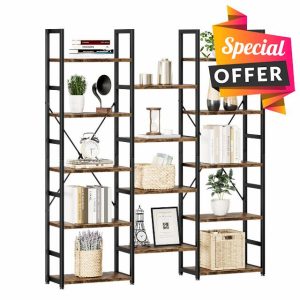 NUMENN Triple Column 5 Tier Bookshelf