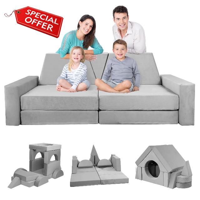 YEFU 15pcs Modular Kids Play Couch Convertible Foam