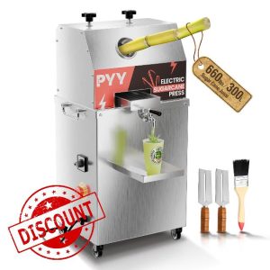 PYY Electric Sugar Cane Juicer - 800W Sugar cane Juicer Machine with 660lbs/hr 28 RPM High Output