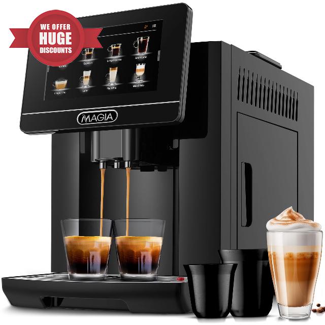 Zulay Magia Super Automatic Coffee Espresso Machine - Durable With Grinder Maker Easy To Use 7” Touch Screen