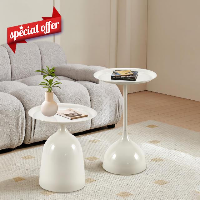 Side Tables Nesting Tables Round Side Table 2 Set End Table Set Modern Table Bedside Set Livingroom Table Sofa & Console Table Pedestal Tables Coffee Tables Metal Table End Tables (White)