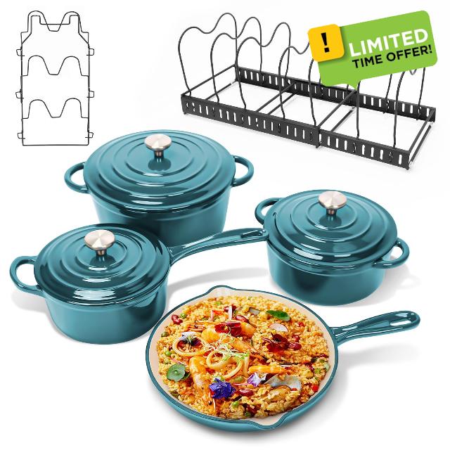 Uniflasy Enameled Cast Iron Cookware Set