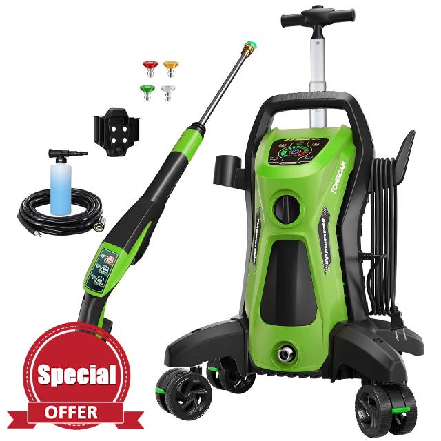 Electric Pressure Washer 4800 PSI 3.2 GPM Power Washer Electric Powered with Upgrade Spray Handle Smart Control and 4 Anti-Tipping Wheels for Effortlessly Cleaning