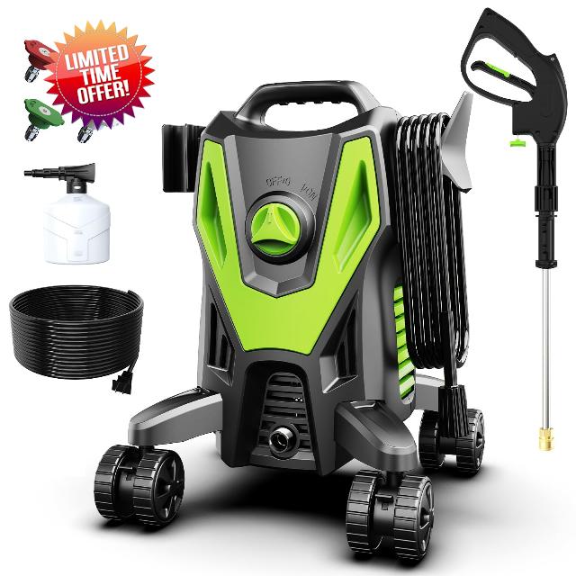 Electric Pressure Washer - 4500 PSI 3.0GPM Electric Power Washer with 4 Anti-Tipping Wheels
