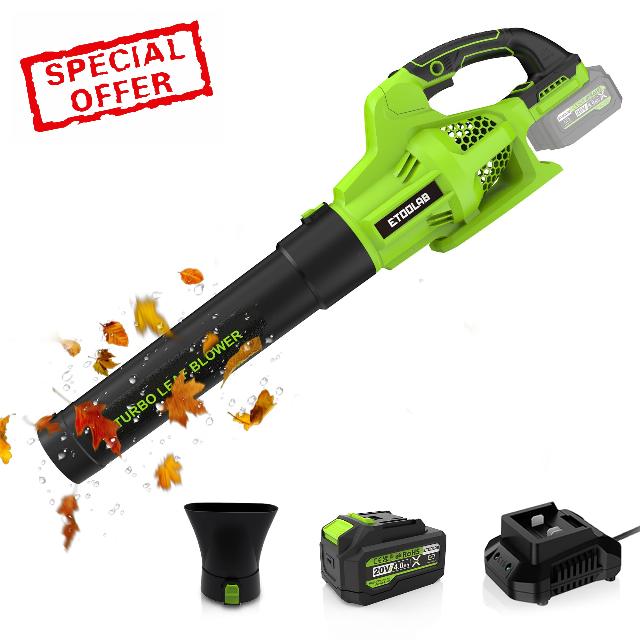 Leaf Blower Cordless - 590CFM/165MPH Electric Leaf Blower with 4000mAh Battery and Charger