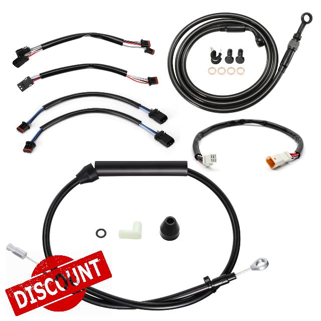 16" Softail Handlebars Extended Clutch Cable Brake Line & Throttle by Wire TBW & CAN-Bus & Front Turn Signal Wire Harness Set for Harley 2018-Up Softail NO ABS Models