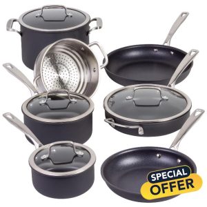 Cuisinart 11-Piece Hard Anodized Nonstick Induction and Dishwasher Safe Cookware Set (68I-11)