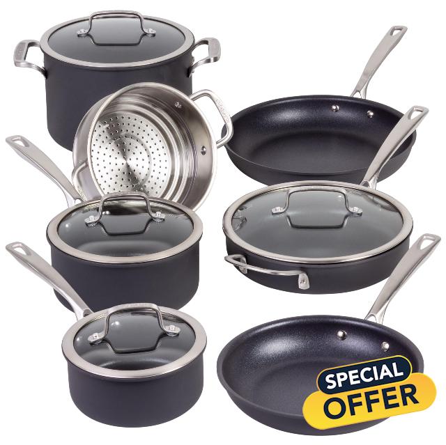 Cuisinart 11-Piece Hard Anodized Nonstick Induction and Dishwasher Safe Cookware Set (68I-11)
