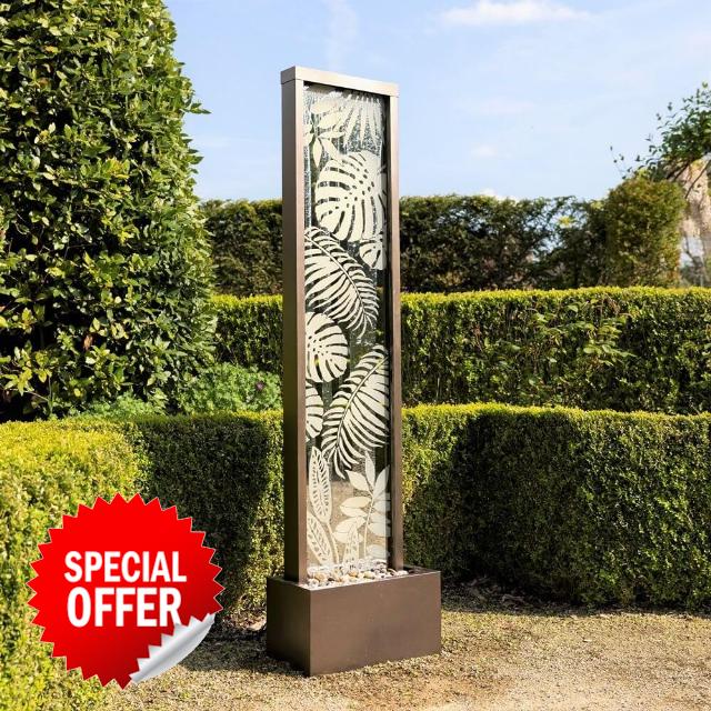 Primrose H180cm Lamego Bamboo Mirror Water Feature With Lights Outdoor Garden Fountai