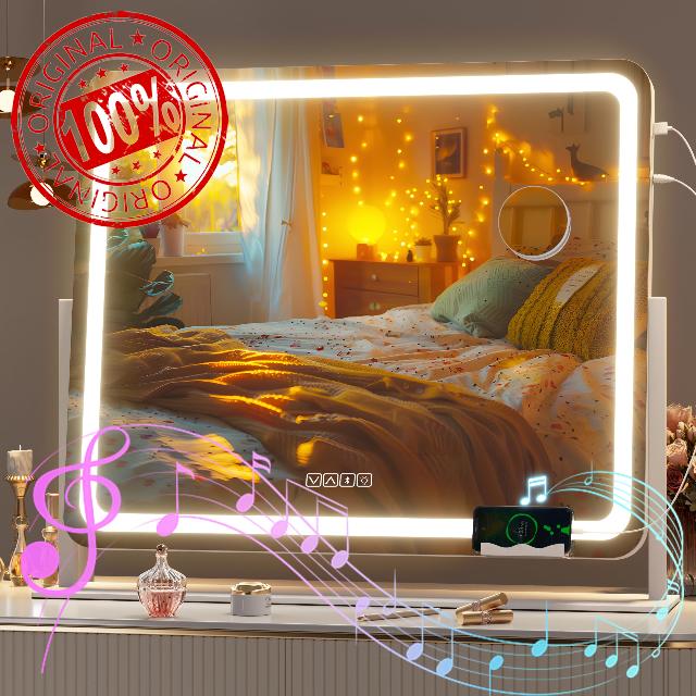 Hasipu Vanity Mirror with Lights and Bluetooth Speaker