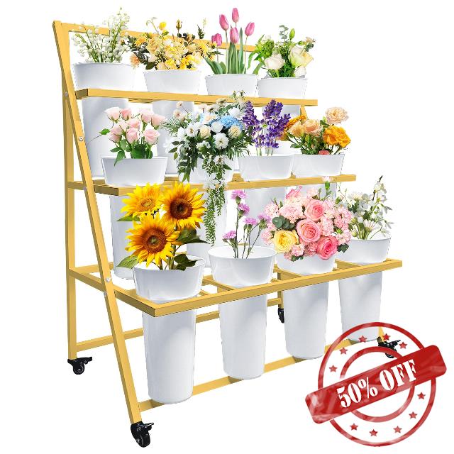 Flower Display Stand with 12 Buckets
