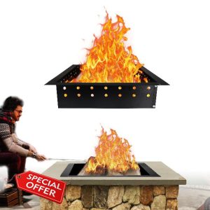 Smokeless Fire Ring Insert Square - Carbon Steel 36" OD & 30" ID Powder Coated Bonfire Ring Insert with Air Vents – Portable Fire Ring with Quick Assembly for Outdoor Gatherings