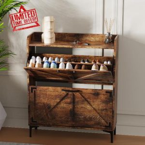 Shoe Storage Cabinet with 2 Flip Drawers