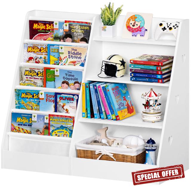 Lerliuo 4 Tier Kids Bookshelf and Storage Organizer