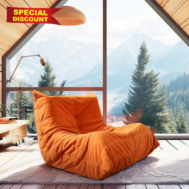 CCF Fireside Chair Giant Comfy Bean Bag Chairs for Adults Lazy Sofa Chair Soft Premium Memory Foam Lounger Oversized Beanbag Chair with Ottoman for Bedroom Living Room