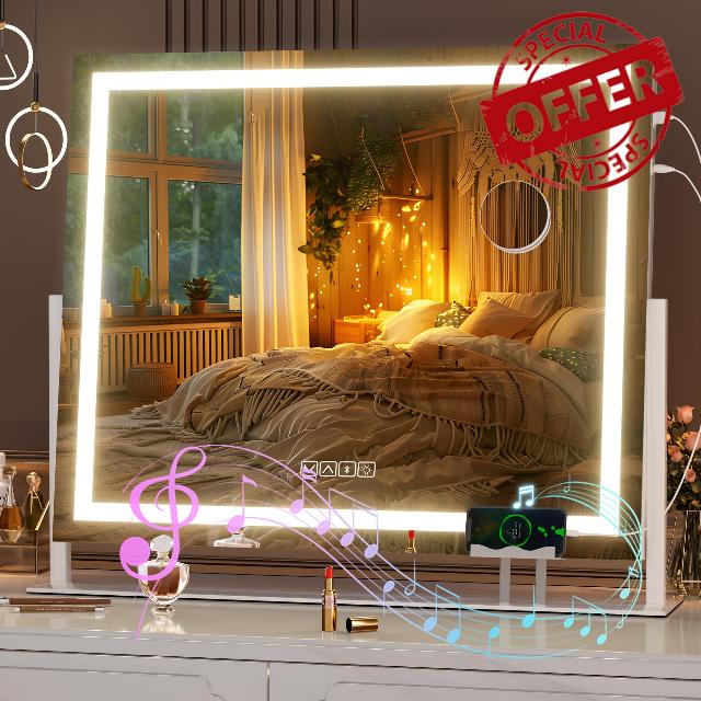 Hasipu Vanity Mirror with Lights and Bluetooth Speaker