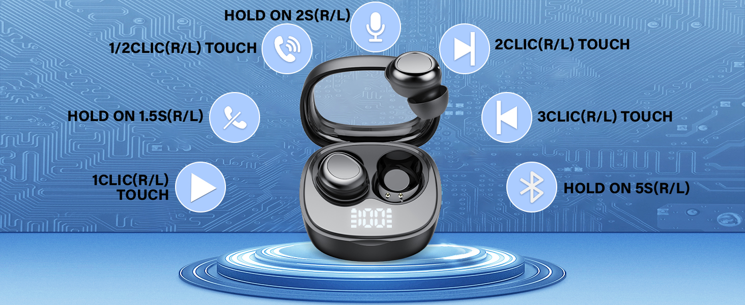 Wireless Earphones in Ear with Deep Bass, Clear Sound, IP7 Waterproof