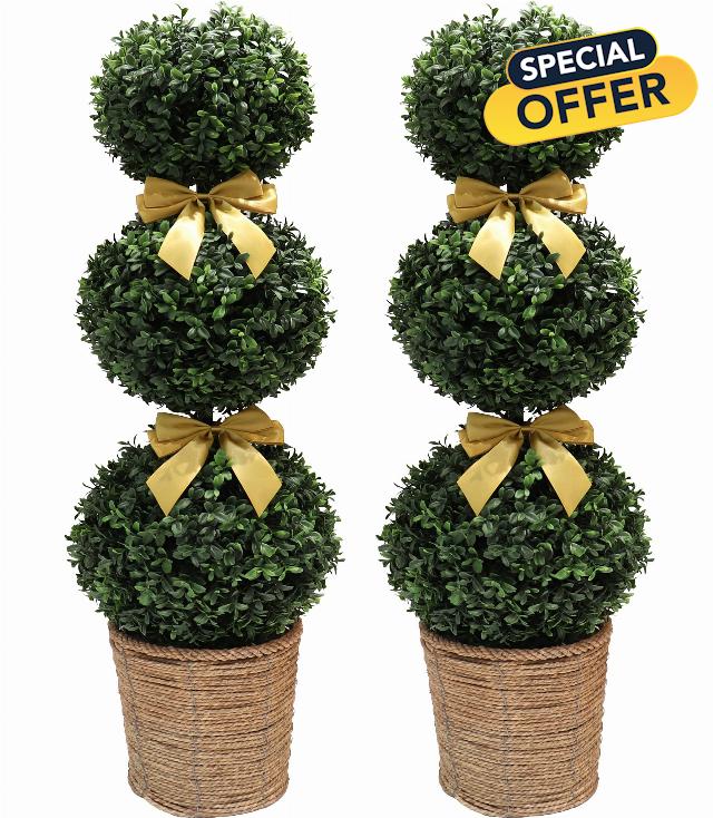 38''Artificial Boxwood Ball Topiary Trees 3.15FT