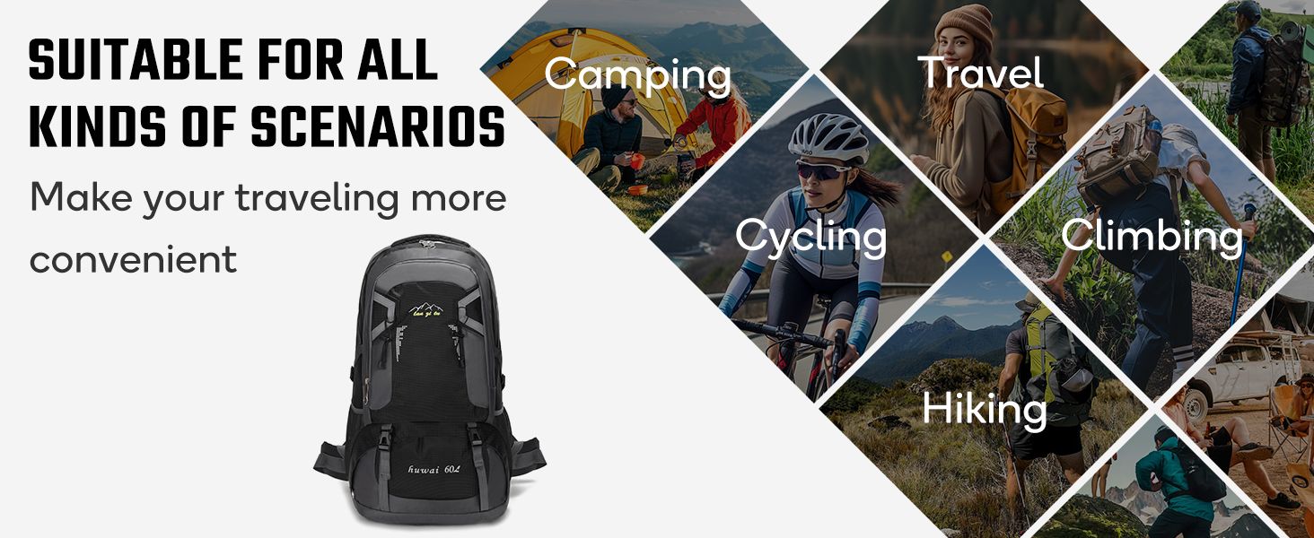 Hiking Backpack 60L Large Camping Rucksack Waterproof Backpacks