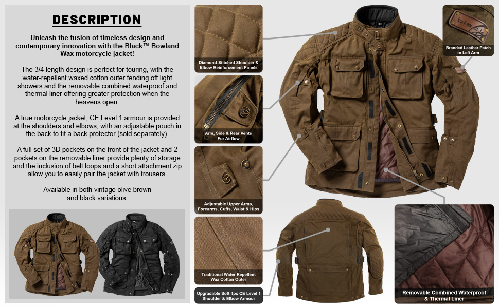 Black Bowland Wax Motorcycle Jacket