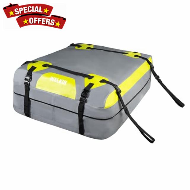 WELKIN Heavy Duty Rooftop Cargo Carrier Bag,Waterproof Car Roof Storage for All Vehicle with/Without Rack