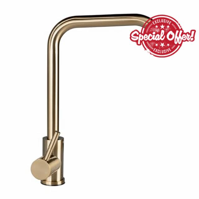 Lippert Flow Max Square Head Gooseneck Kitchen Faucet with 304-Grade Stainless Steel Construction