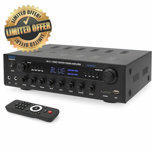 Pyle 400W Karaoke Home Theater Receiver - Bluetooth Home Audio Amplifier with Echo and Delay Effects