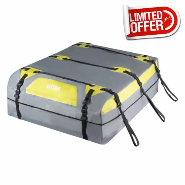 WELKIN Heavy Duty Rooftop Cargo Carrier Bag,Waterproof Car Roof Storage for All Vehicle with/Without Rack