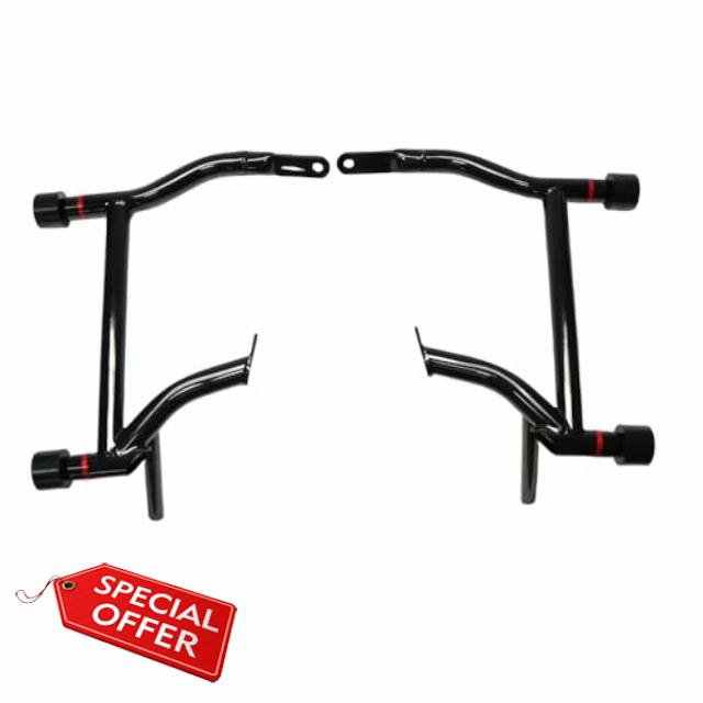 Gloss Black Saddlebag Guards - Tip-Over Protection for Harley Touring FLHR