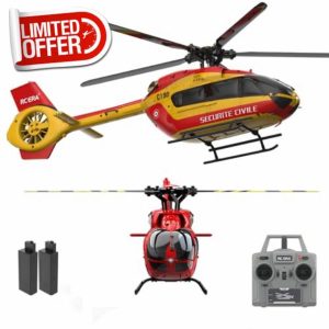 H145 C190 Remote Control Helicopter Aircraft for Adults Beginners 2-Battery 6CH RC Heli Single Rotor No Ailerons Maintain Altitude Hover/Optical Flow Positioning RTF 335MM (Yellow)