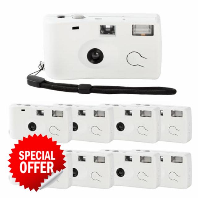 PJPSAA 8 Pack Disposable Cameras Bulk White Single Use Camera with Flash and Hand Strap for Wedding Birthday Party Baby Shower Travel