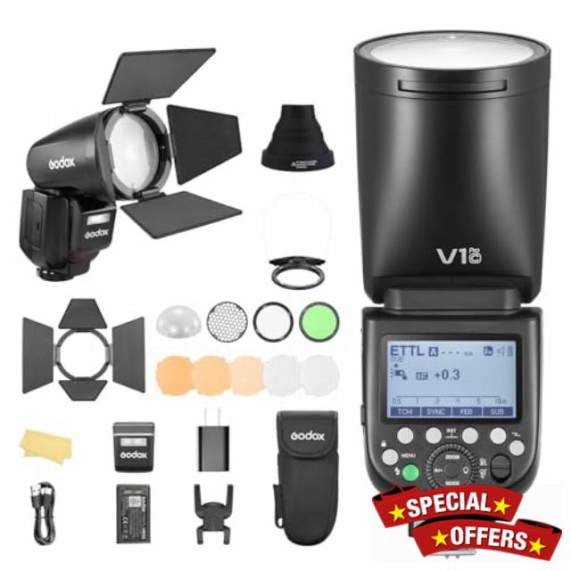 Godox V1Pro C with AKR1 Kit External Flash SU-1 for Canon Camera 2980mAh 76W Battery Flash TTL 1/8000s HSS 1.3s Recycle Time 2.4G Wireless HSS 500 Full Power Flashes (V1PRO-C AKR1)