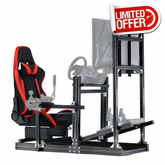 Anman Racing Simulator Cockpit Stand with Monitor Mount & Red Seat Fit for Logitech/Thrustmaster/Fanatec G29 G920 G923 T128 T300