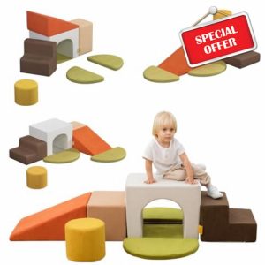 BanaSuper Kids Climbing Foam Blocks Playset - 7 Piece Toddler Climbing Toys