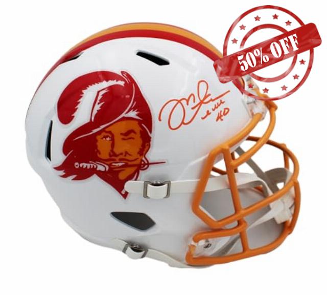 Mike Alstott Autographed/Signed Tampa Bay Speed Full Size Throwback Creamsicle Helmet