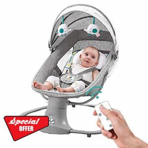 Baby Swing Adjustable Newborn Electric Rocking Chair Portable Infant Rocker Toddler Bluetooth Baby Bouncer with Music Speaker