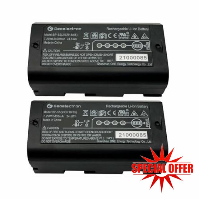 2 Pack 3400mAh 7.2V BP-5S Replacement Battery for Topcon STONEX Unistrong South X11 Data Controller