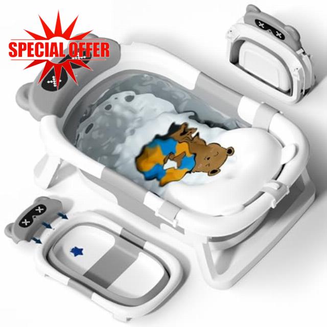 COOSEYA Baby Bath Tub Foldable Bathtub Baby Bath Essentials for Newborn 0-24 Month