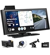 HOTPEAK 9 inchs Wireless Carplay Screen for Car with 2.5K Dash Cam, 1080p Backup Camera, Portable...