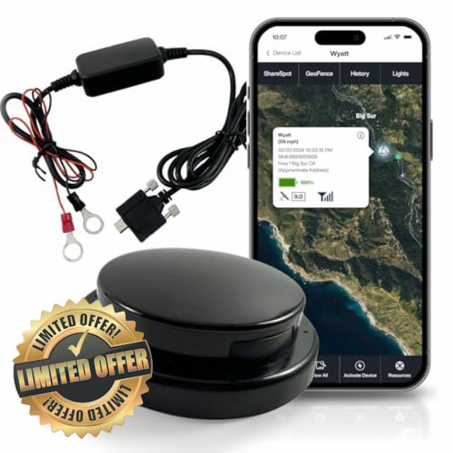 LandAirSea Overdrive Permanent GPS Tracker - Includes Waterproof Hardwire Kit and Permanent Mount. Perfect for Long-Term Tracking of Equipment