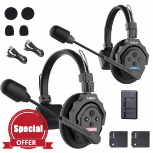 EACHSHOT SYNCO XTalk X2 2.4GHz Wireless Headset Intercom System Microphone Random Master Device 350m Operating Range for Movie Shoot Live Show Stage Performance Real-time Monitoring (2Pcs)